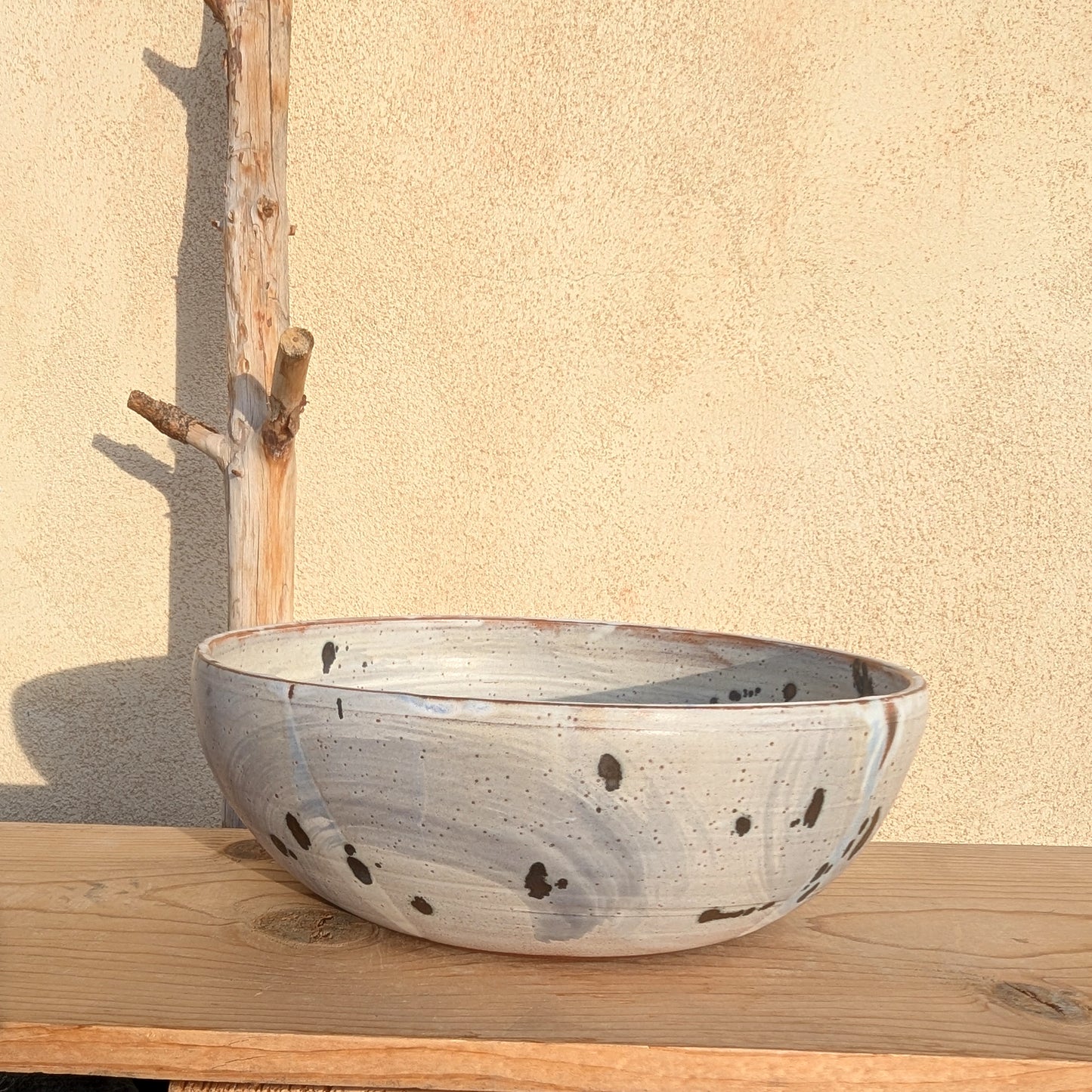 Blue Wash Serving Bowl